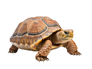 Fototapeta premium Calm Turtle Slowly Walking, isolated on a transparent or white background