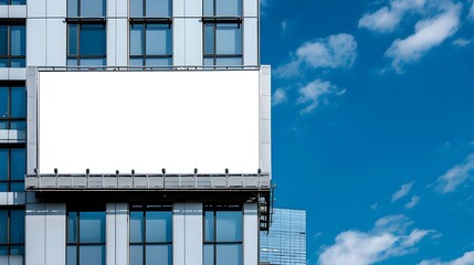 Obraz premium Empty billboard on the building. Blank mock-up of an outdoor info banner