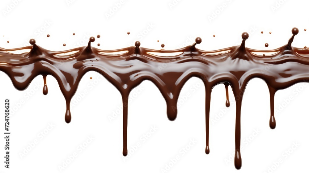 Aufkleber a captivating image of a row of chocolate flowing down a white wall. perfect for food-related projec