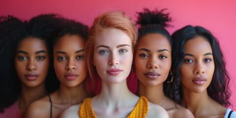 Obraz premium International Women's Day. March 8. Diverse Beauty: Women of Different Ethnicities Together