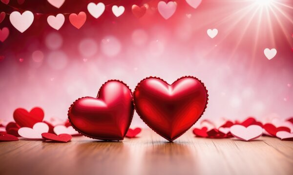 lovely valentines day background with hearts by ai generated