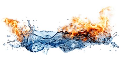 Obraz premium Close-up view of fire and water juxtaposed on a white background. Versatile image suitable for various uses