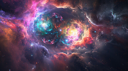 Obraz na płótnie Canvas Beauty of a Cosmic Scene, Painted with a Spectrum of Radiant 3D Glow.
