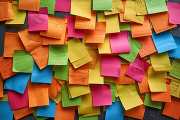 Colorful Array of Handwritten Sticky Notes
