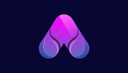 gradient 3d capital alphabet letter A logo design