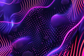 Foto auf Glas Neon Pop Art Aesthetics: Embrace the boldness of neon colors with a texture background in vibrant purple and pink, incorporating dynamic shapes and lively patterns © Martin