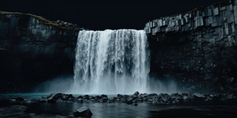A stunning waterfall against a dark sky backdrop. Perfect for adding a touch of drama to any project