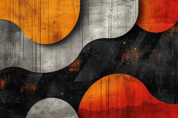 Dynamic Orange-Black-Grey Patterns: Embrace the contrast of orange, black, and grey with a texture background, featuring dynamic shapes and patterns in varying shades