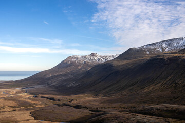 Mountains and a fjord, Hafnarholmi, Iceland