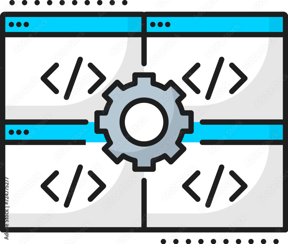 Fototapete website engine. cms. content management system icon. isolated vector thin line colored sign with gea