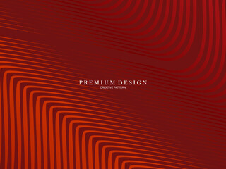 Abstract luxury curved lines overlapping dark red background. Premium award design template.
