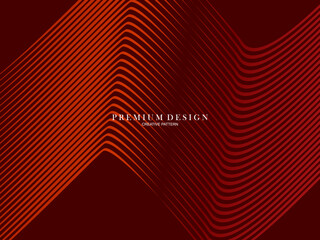 Abstract luxury curved lines overlapping dark red background. Premium award design template.
