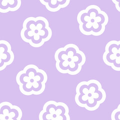 Purple seamless pattern with white flowers