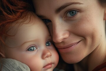 A touching image of a woman holding a baby in her arms. Perfect for parenting blogs, family-related articles, or baby product advertisements