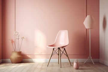 Stylish room with a plastic chair. Wall model