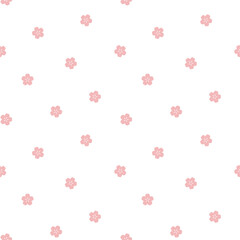 White seamless pattern with pink flowers