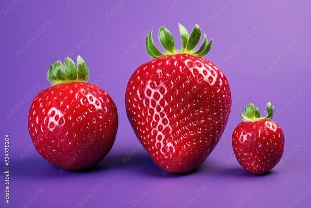 Poster three strawberries sitting next to each other. can be used for food-related content