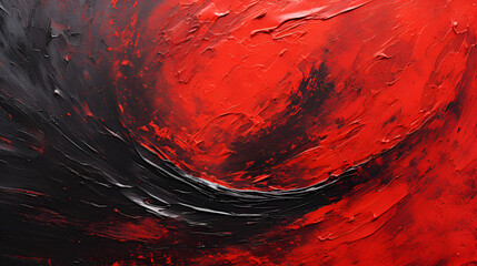 black and red acrylic painting made with an acrylic knife also known as a spatula - obrazy, fototapety, plakaty