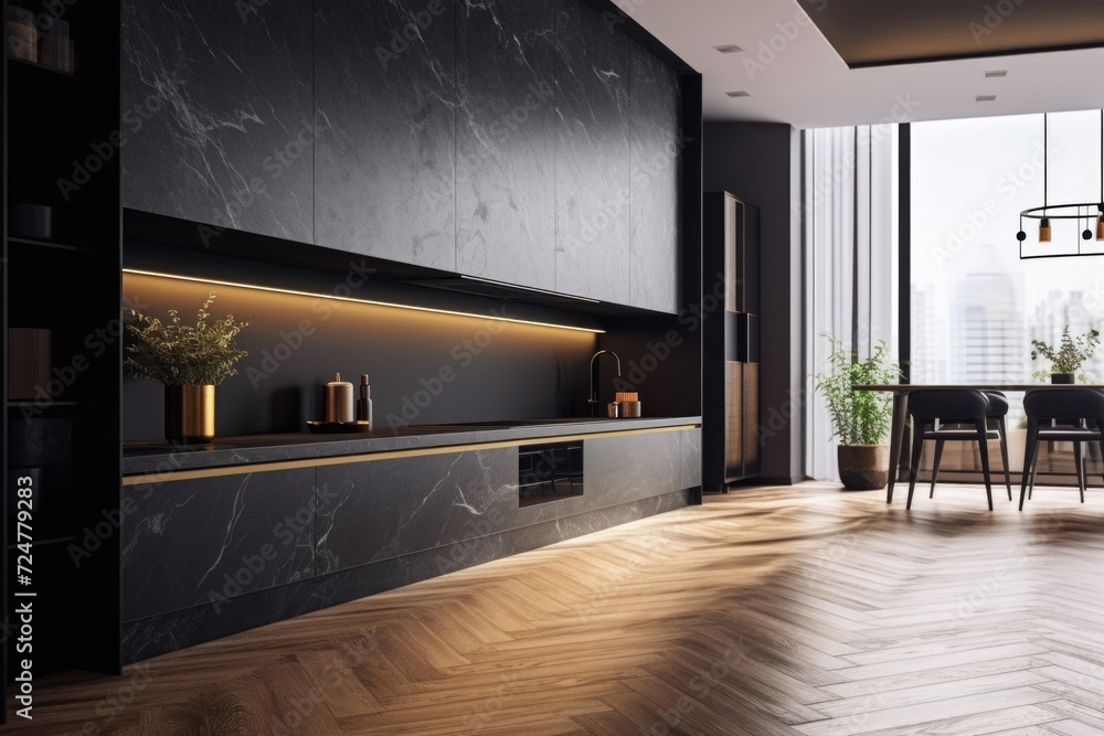 Poster a room featuring a table and chairs, with a large window providing natural light. suitable for vario