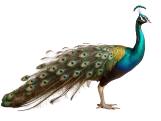  Proud Peacock Displaying Its Plumage, isolated on a transparent or white background © Aleksandr