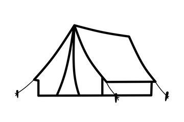 tent icon vector with line design