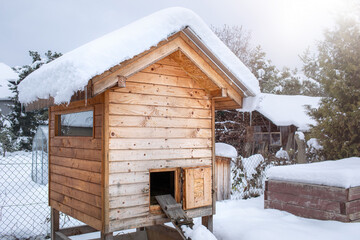 Hen house in the garden.Winter season. © Munka