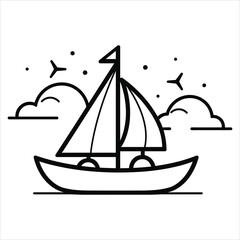 coloring page boat illustration