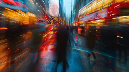 Images of busy, colorful streets, full of life with pedestrians, cars, buses and cyclists, conveying the energy and dynamics of urban areas.