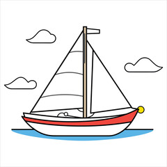 coloring page boat illustration