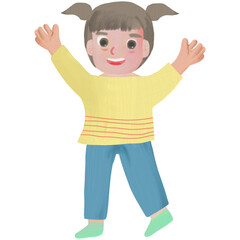 girl with a hand on his head