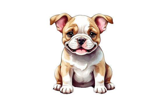bulldog puppy cute watercolor clipart