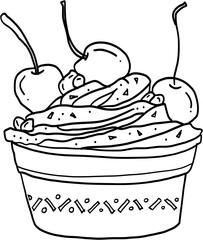 Freehand outline drawing of a icecream.	