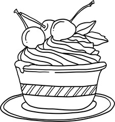 Freehand outline drawing of a icecream.	