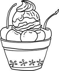 Freehand outline drawing of a icecream.	