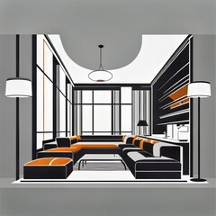 modern living room interior with sofa, interior design vector, interior property