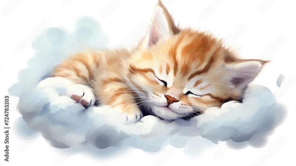 Aufkleber A peaceful image of a sleeping kitten on a fluffy cloud. Perfect for adding a touch of cuteness to any project or design