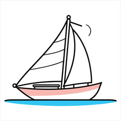 coloring page boat illustration