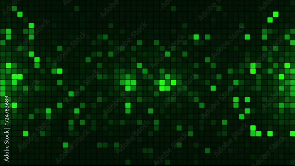 Poster animated green digital square background with looping technology. the background appears and disappe