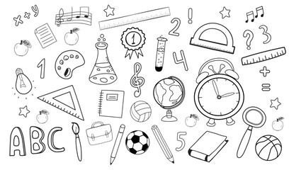 Educational School doodles set for design