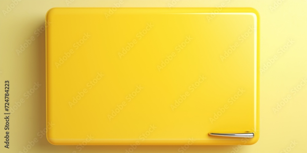 Aufkleber A yellow refrigerator is pictured sitting on top of a yellow wall. This versatile image can be used for various design projects