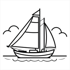 coloring page boat illustration
