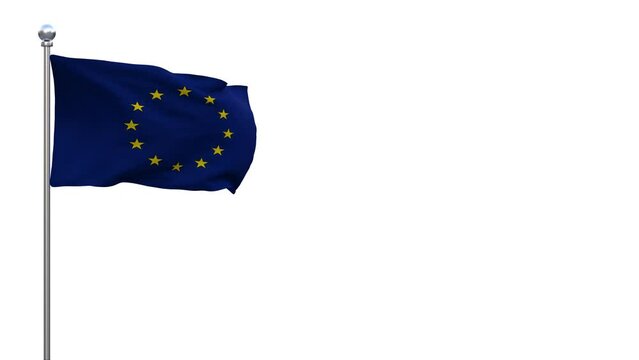 Drapeau europ&eacute;en flottant au vent - vid&eacute;o en boucle - canal alpha s&eacute;par&eacute; - 4K - rendu 3D