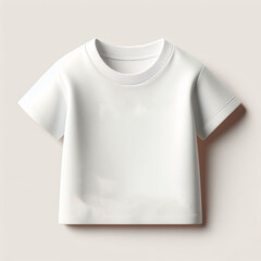 Naklejka premium Blank white cotton newborn baby top t-shirt mock-up template design.cute little boy girl child isolated infant toddler shirt clothing fashion apparel wooden store mockup illustration.