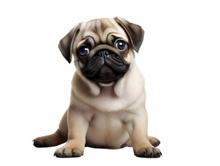 Obraz premium Adorable Pug, isolated on a transparent or white background