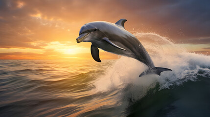 dolphin jumping into water