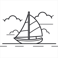 coloring page boat illustration