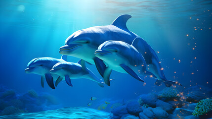 Obraz na płótnie Canvas beautiful dolphins in the sea