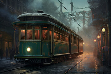 Tramway Design Desktop Wallpaper, Ai generative