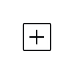 Obraz premium Add in square sign icon. Outline icon on white background. Add in circle sign Silhouette. Web site, page and mobile app design vector element.