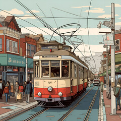 Tramway Design Desktop Wallpaper, Ai generative